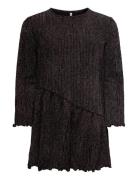 Kmgqueen L/S O-Neck Glitter Dress Bf Jrs Black Kids Only