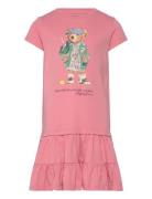 Polo Bear Tiered Cotton Jersey Dress Pink Ralph Lauren Kids