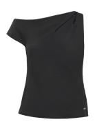 Crepe Shoulder Top Black Calvin Klein