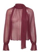Semi-Transparent Blouse With Foulard Burgundy Mango
