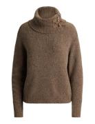 Buckle-Trim Mélange Turtleneck Sweater Brown Lauren Ralph Lauren