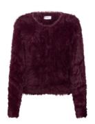 Vmfluffy Ls O-Neck Cardigan Girl Burgundy Vero Moda Girl