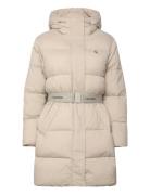 Belted Midweight Long Puffer Beige Calvin Klein Jeans