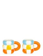 Sæt Med 2 Keramiske Kaffekopper Flyder, Orange Patterned Balvi