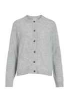 Vivioli O-Neck Rib Knit Cardigan-Noos Grey Vila