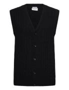Lambswool Button Slipover Black Lindbergh
