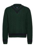 Over D Cricket Cable V Neck Green Abercrombie & Fitch
