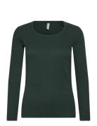 Top Ls Crew Rib Cotton Green Hunkemöller