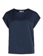 Viellette S/S Satin Top - Noos Navy Vila