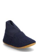 Wool Slippers W. Rib Navy En Fant