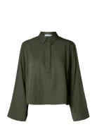 Slfjean Ls Cropped Shirt B Green Selected