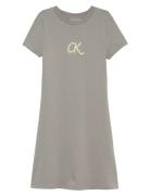 Metallic Print Ls A-Aline Dress Grey Calvin Klein