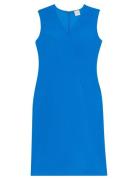 Scuba Fitted Knee Length Dress Blue Calvin Klein
