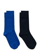 Dot And Solid Socks 2-Pack Blue GANT
