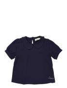 Solid Blouse W. Collar Ss Navy Copenhagen Colors