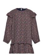 Ruffled Printed Dress Navy Mango