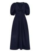 Puff Sleeve Midi Dress Navy ROTATE Birger Christensen