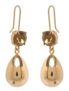 Drop Crystal Hook Earring Brown/Gold Gold Bud To Rose