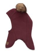 Wool Fullface W. Pom Pom Burgundy Mikk-line