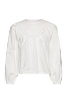 Blouse With Lace Trim Details White Mango