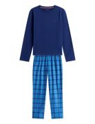 Ls Pj Straight Set Flannel Print Blue Tommy Hilfiger