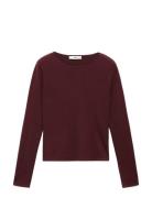 Long-Sleeved Fine-Knit Sweater Burgundy Mango
