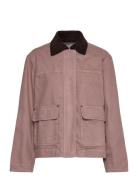 Corduroy Collar Denim Jacket Pink Mango
