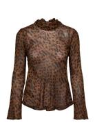 Leopard-Print Blouse With Scarf Brown Mango