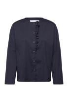 Natalia Blouse Fancy Poplin Navy Naja Lauf