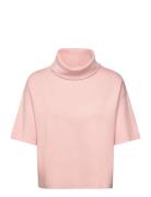 Short-Sleeved Turtleneck Sweater Pink Mango