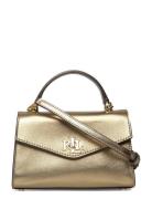 Metallic Leather Small Farrah Satchel Gold Lauren Ralph Lauren