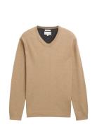 Basic V-Neck Knit Beige Tom Tailor
