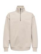 Osjles Classiques Loose Halfzip Swt Beige ONLY & SONS