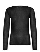 Shiny Boat-Neck Top Black Mango