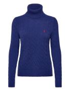 Wool-Cashmere Cable Turtleneck Sweater Blue Polo Ralph Lauren