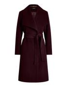 Belted Wool-Blend Wrap Coat Burgundy Lauren Ralph Lauren