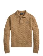 Cable-Knit Wool-Cashmere Polo Sweater Beige Polo Ralph Lauren