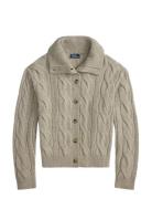 Cable Wool-Cashmere Funnelneck Cardigan Grey Polo Ralph Lauren