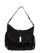 Polo Id Fringe Suede Mini Shoulder Bag Black Polo Ralph Lauren
