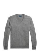 Slim Fit Washable Wool V-Neck Sweater Grey Polo Ralph Lauren