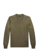 Slim Fit Washable Wool V-Neck Sweater Khaki Polo Ralph Lauren