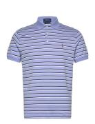 Custom Slim Fit Striped Soft Cotton Polo Blue Polo Ralph Lauren