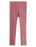 Leggings Rib Solid Frill Botto Pink Lindex
