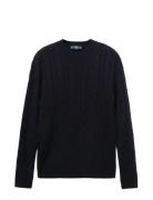 100% Wool Braided Sweater Navy Mango