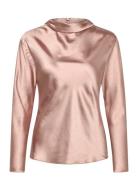 Satin Blouse With Draped Neck Pink Mango
