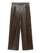 Wide Leg Faux-Leather Trousers Brown Mango
