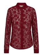Mmkether Lace Sequin Shirt Burgundy MOS MOSH