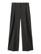Check Pleated Trousers Grey Mango