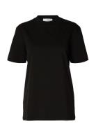 Slfrelax Colwoman Ss Mock Neck Tee Noos Black Selected