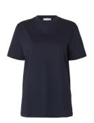 Slfrelax Colwoman Ss Mock Neck Tee Noos Navy Selected